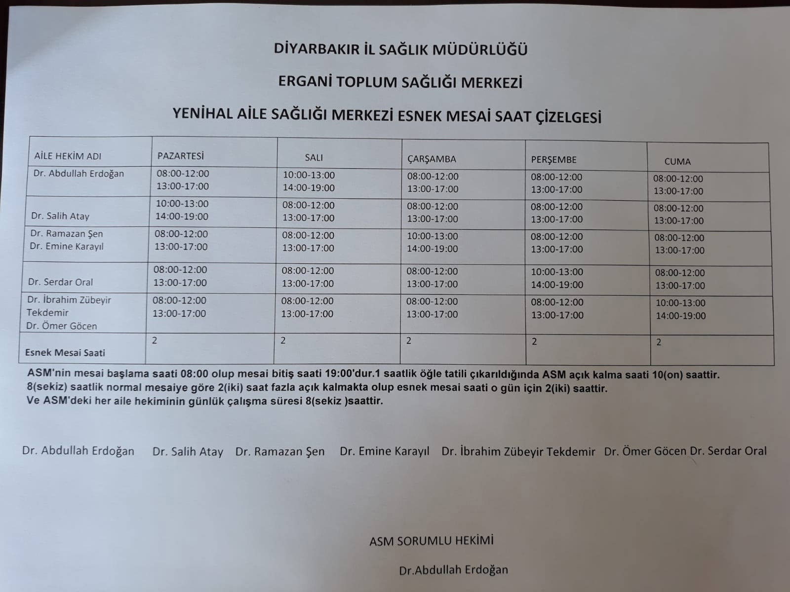 Çalışma Saatlerimiz